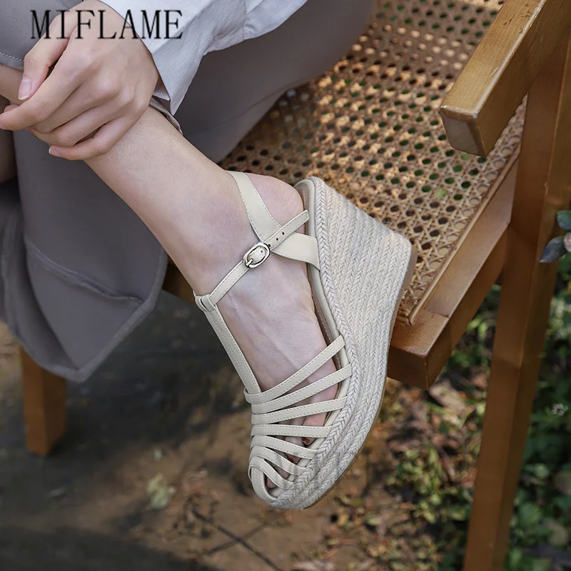 

Luxury Wedge Sandals Women For 2021 Fashion Wedge Shoe Woman Weave Fairy Casual Fisherman Sandals Female Design Party High Heels