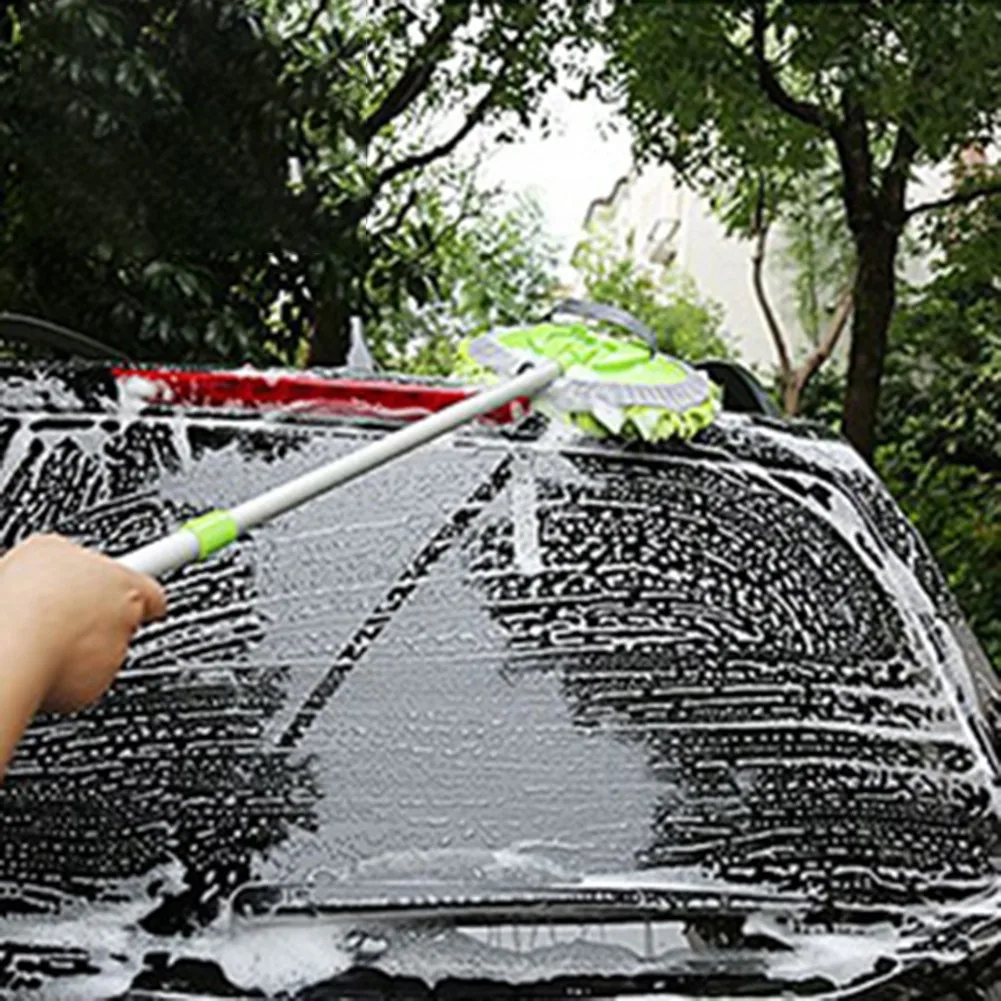 

Aluminum Alloy 2 In 1 Car Wash Mop Mitt With Long Handle Chenille Microfiber Dust Brush Car Cleaning Towels