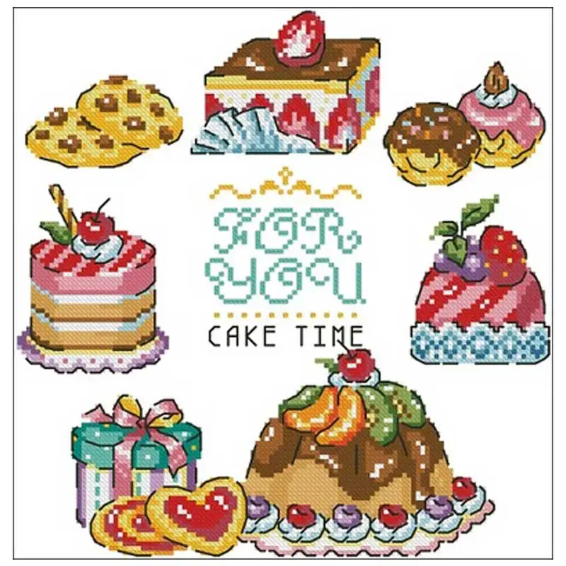 

TOP 100% cotton threads cake time Patterns Counted Cross Stitch 11CT 14CT DIY Chinese Cross Stitch Kits Embroidery