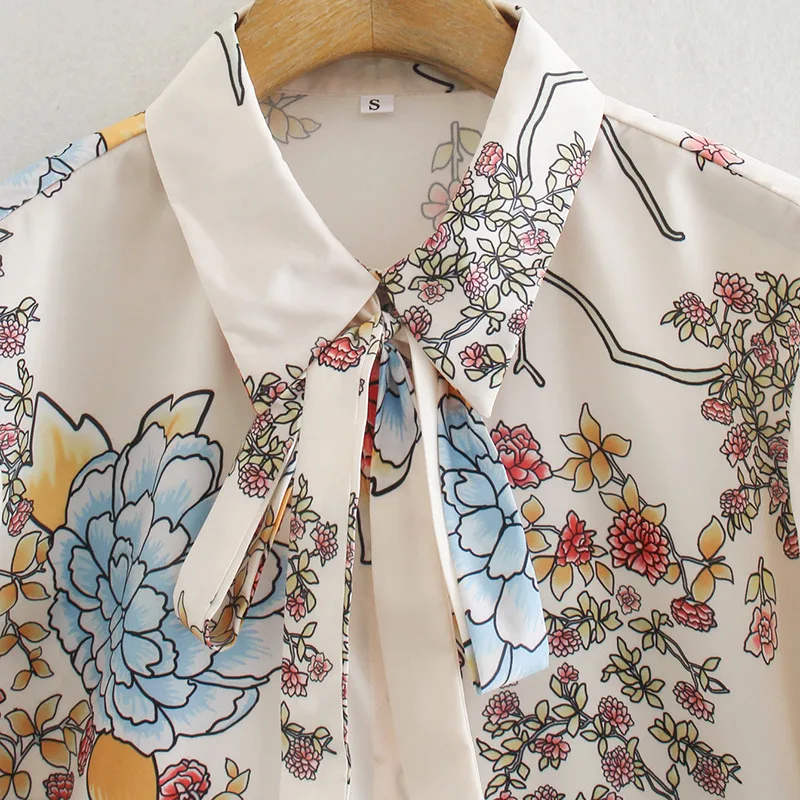 Лидер продаж новинка женская рубашка с цветочным принтом длинным рукавом и