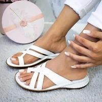 fashion gladiator sandals ladies comfortable slippers roman slope sandals low heel beach shoes casual flip flops large size35 43