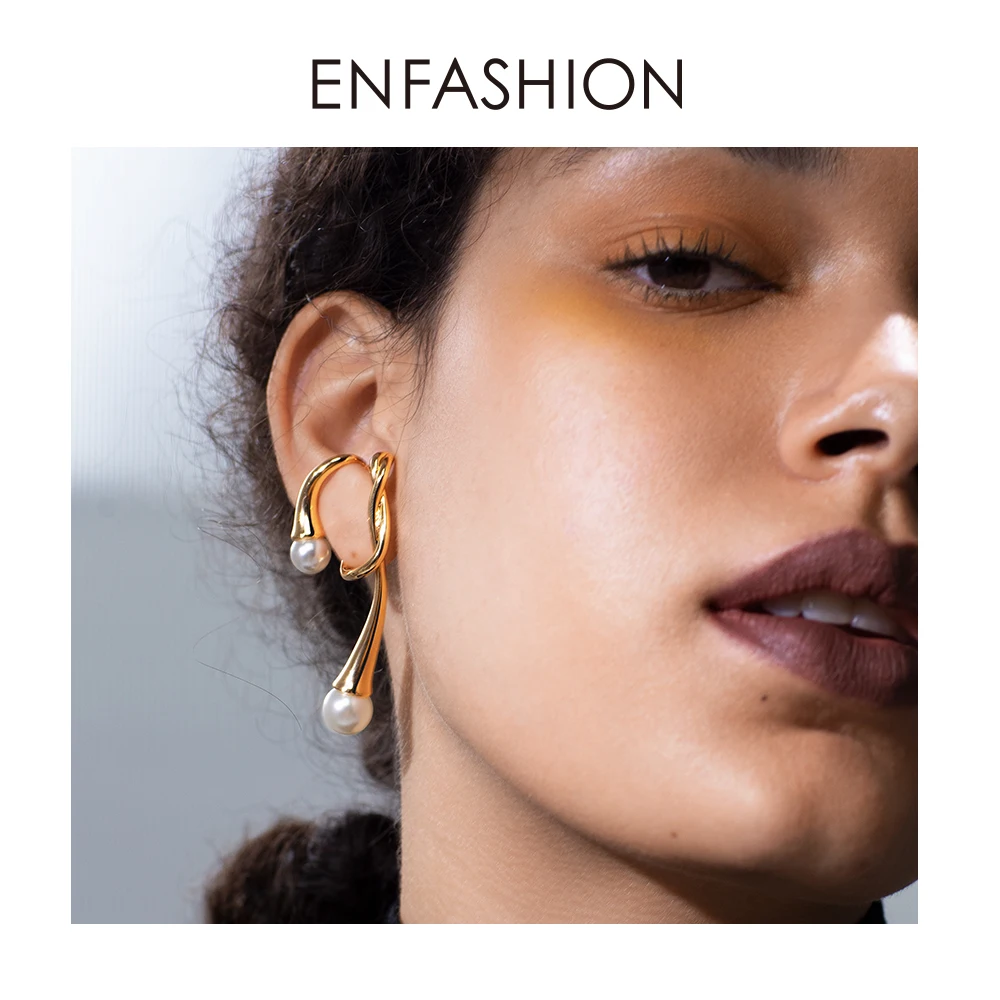 

Irregular knot pearl earrings cufflinks on earrings give women golden earrings fashion accessories