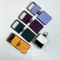 Case for Samsung Flip with Metal Ring Leather Cover Material Luxury Shell for Men and Women Galaxy Flip Cases