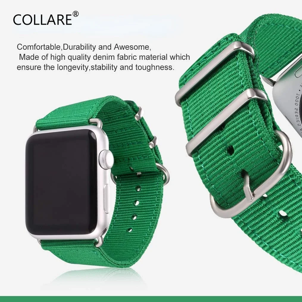 

Nylon Band Compatible Watch Green Grass Nylon Fabrics Replacement Strap Accessories Stainless Steel Classic Buckle BM151