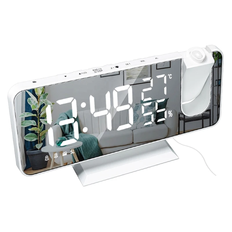 

Reloj de mesa con alarma Digital LED, dispositivo de escritorio con USB, despertador, Radio FM, proyector de tiempo, de