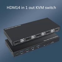 18gbps 4k 60hz ultra hd metal case 4 input 1 output kvm switch screen switcher shared keyboard and mouse am kvm401