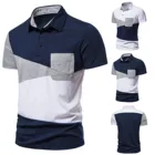 Рубашка-поло мужская с коротким рукавом, повседневная сорочка с воротником-стойкой и карманами, в деловом стиле, лето