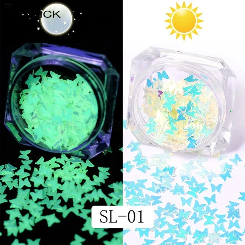 

6 Bottle Luminous Sequins Glow In the Dark Glitters Fluorescent Sequins Resin Jewelry Findings Nail Art Craft Tools