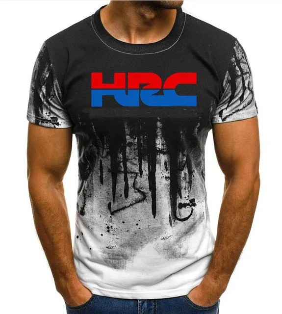 

2021 Summer Men T-shirt for HRC Race Motorcycle Modified T-shirt Summer 100% Cotton Short-sleeved Tops T-shirt