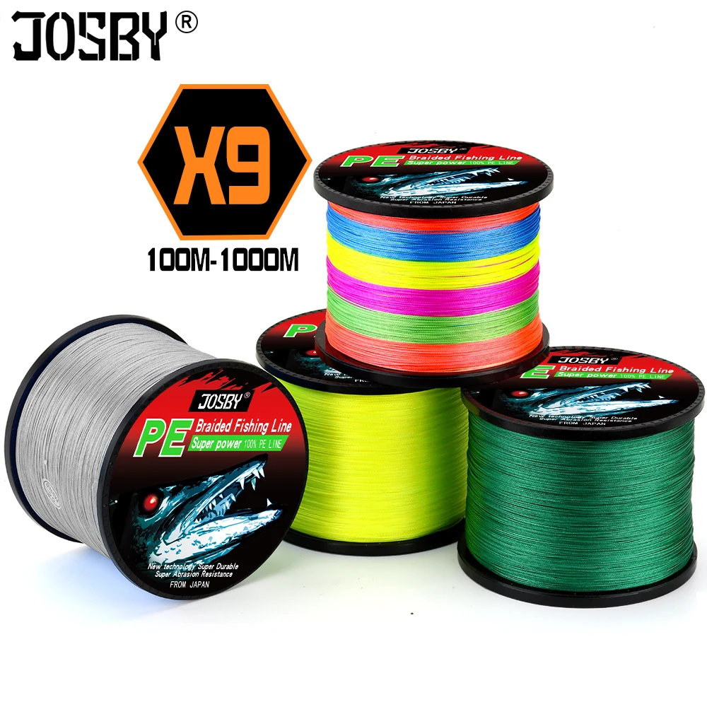 Рыболовная леска JOSBY плетеная 9 нитей для ловли карпа 22 ~ 135LB 2019 м 1000 500 300 100