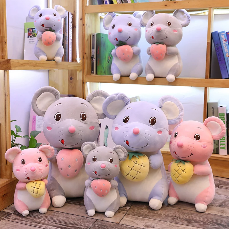 Плюшевая подушка для мальчиков и девочек милая серая крыса с большими глазами