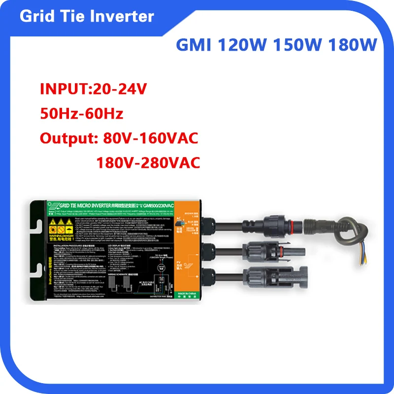 

120W 150W 180W MPPT Solar PV Grid Tie Micro Inverter GMI series Input DC10.8-30V Output 110V-240V Solar On Grid