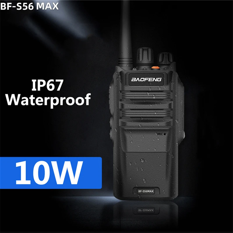 2pc Walkie Talkie Long Range 5-15KM BF S56 Max IP67 Waterproof High Power 10W Transceiver handy Baofeng talkie walkie
