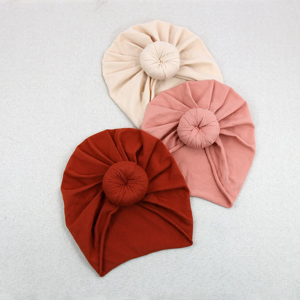 

Fashion 22 Colors Stock Knot Round Ball Hat Hedging Caps Newborn Infant Toddler Turban Baby Girls Soft Headwear Photo Props