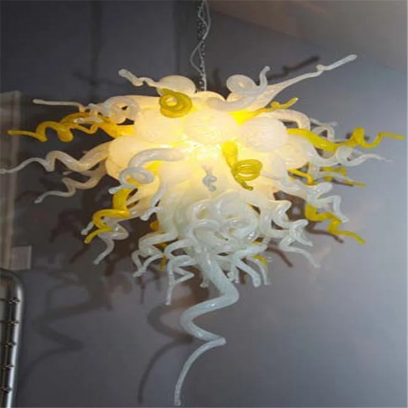 

Hand-blown Glass Crystal Chandelier Yellow W70xH100CM LED Art Pendant Light Indoor Lustre Hotel Hall/Parlor Decoration