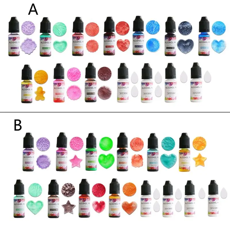 

652B 14Color 10ML Alcohol Ink Diffusion Resin Pigment Kit Liquid Colorant Dye Art DIY