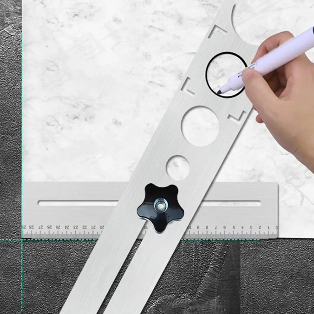 

Tile Hole Locator Adjustable Tool Masonry Glass Fixed Angle Measuring Ruler Universal Angular Ruler Puncher Locator