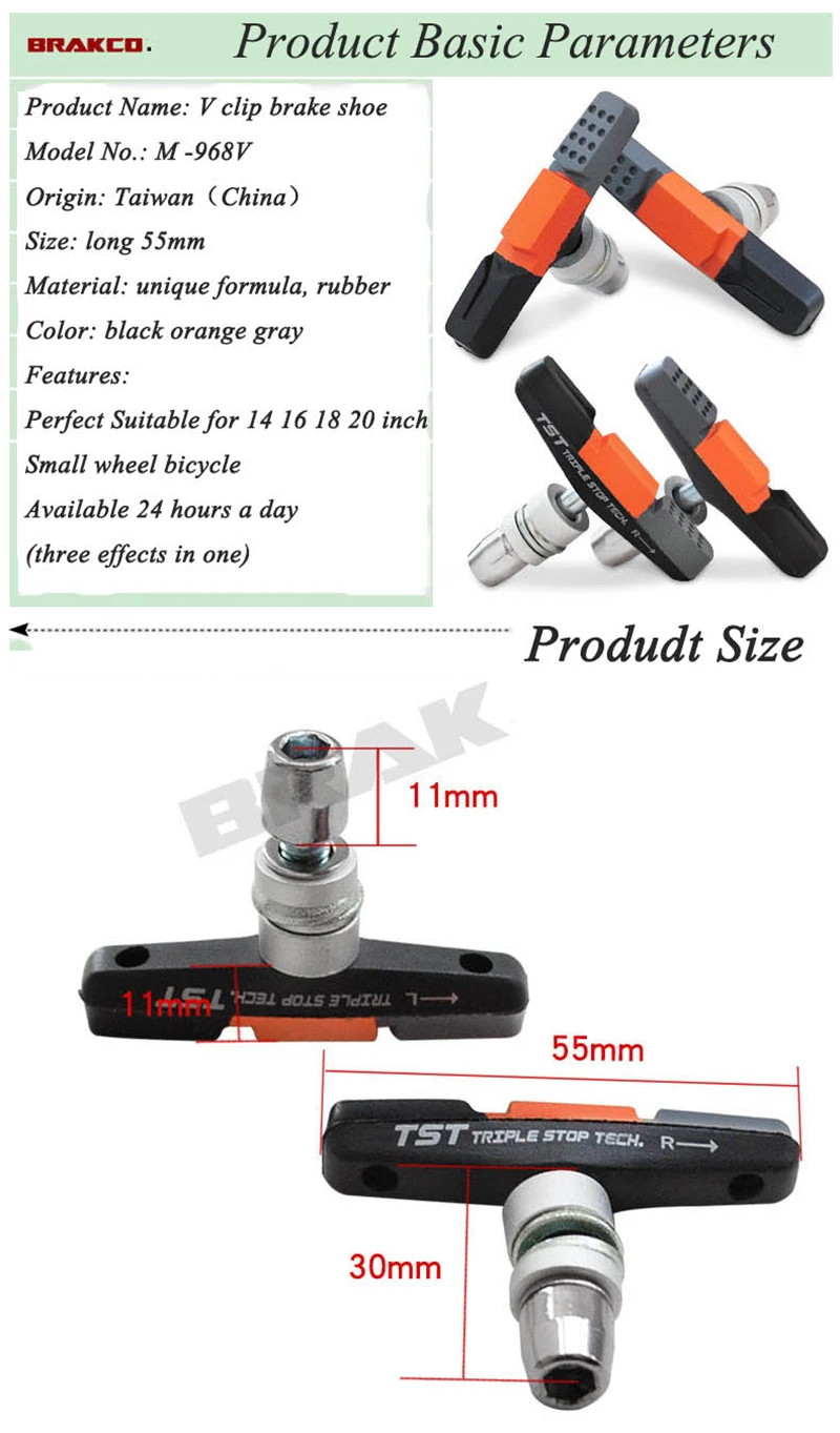 BRAKCO 1 пара велосипедные тормозные колодки для MTB шоссейного велосипеда V-Brake держатель обуви колодки для велоспорта прочные резиновые колодки для складного велосипеда