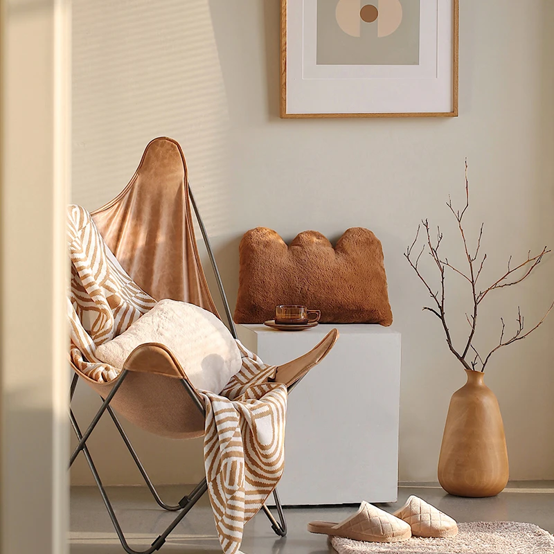 Плюшевая подушка для спины с неровным геометрическим рисунком поддержка шеи