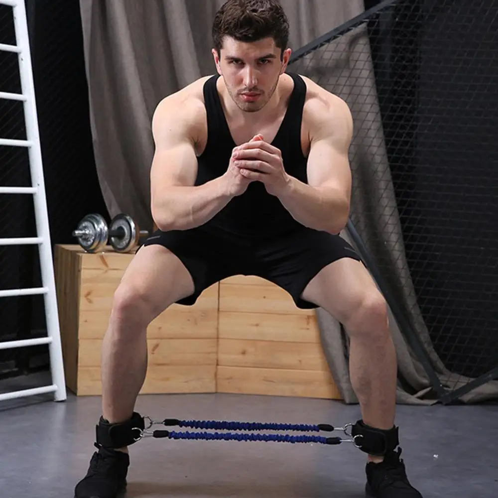 

35LBS Fitness Equipment Resistance Bands Gym Workout Latex Elastic Cord with Padded Ankle Straps Portable Fitness Bands for Leg