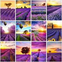 5d diy round diamond painting lavender flower sea landscape diamond embroidery cross stitch mosaic home decoration new year gift