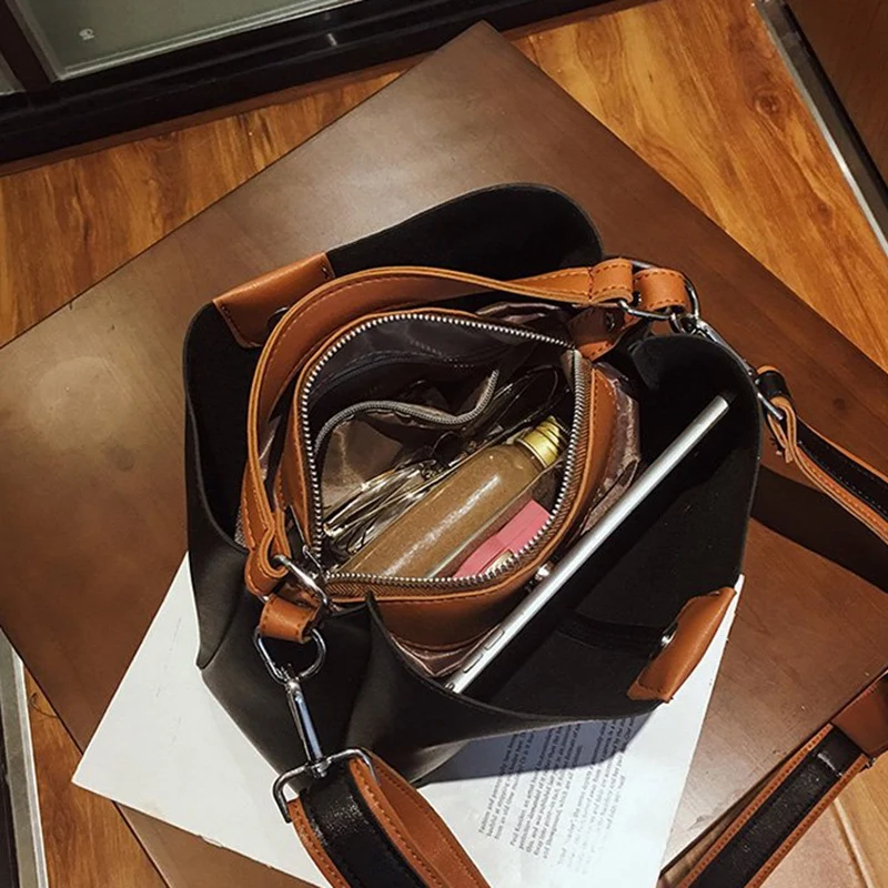 

Retro Women's Messenger Bag Fashion PU Leather Luxury Elegant Shoulder Bag Casual Contrast Color Handbag