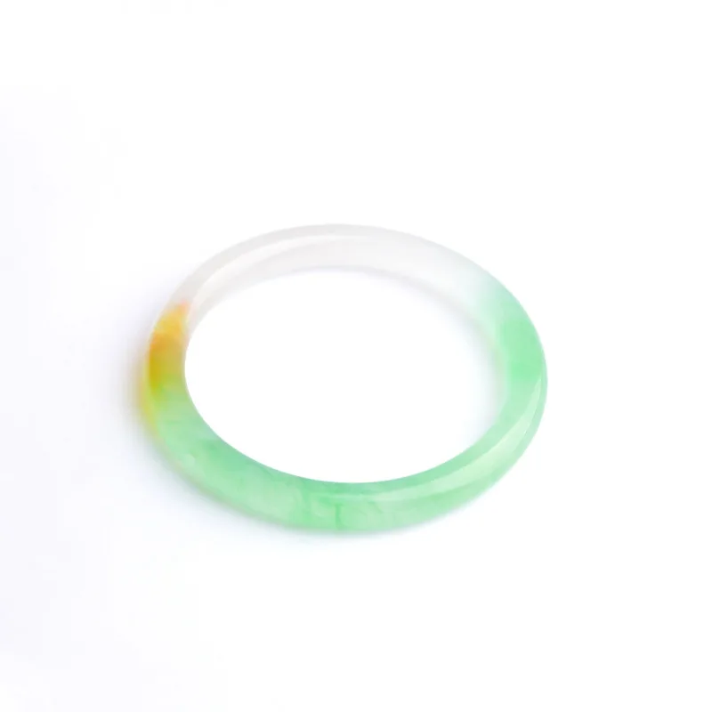 

Natural Emerald Color Hand Carved Fine Round Jade Bracelet Fashion Boutique Jewelry Women's Three Color Floating Flower Bracelet