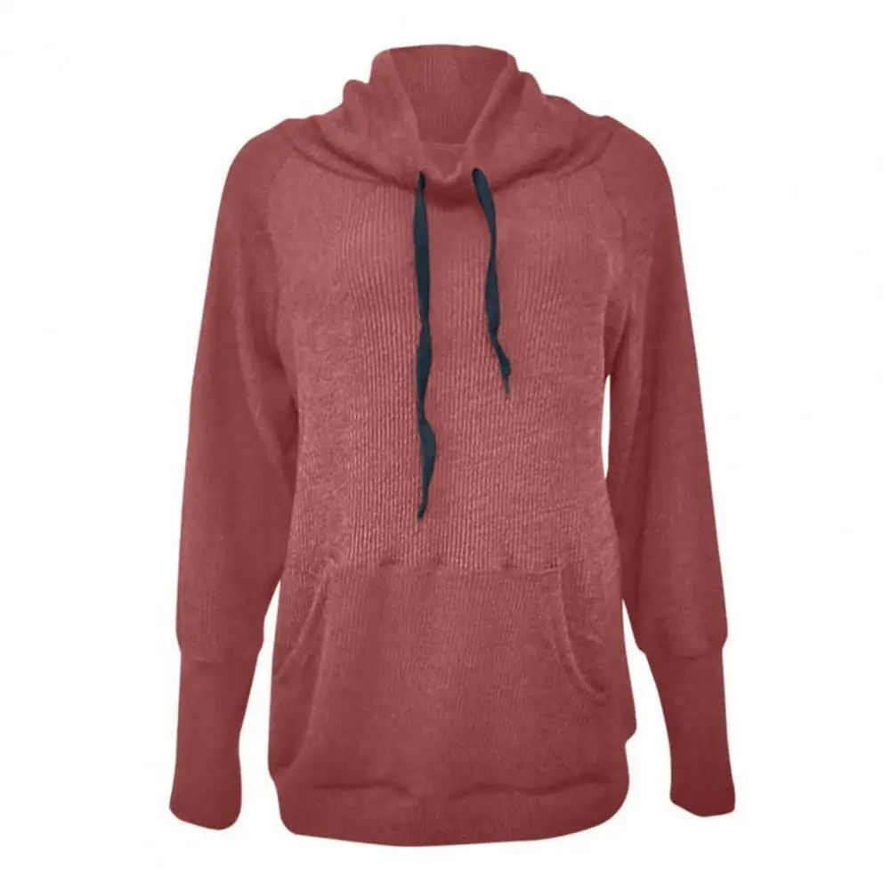 

Women Sweatshirt hooded Solid Color High Neck Autumn Winter Drawstring Large Pocket Loose Sweatshirt Pullover Women Plus size