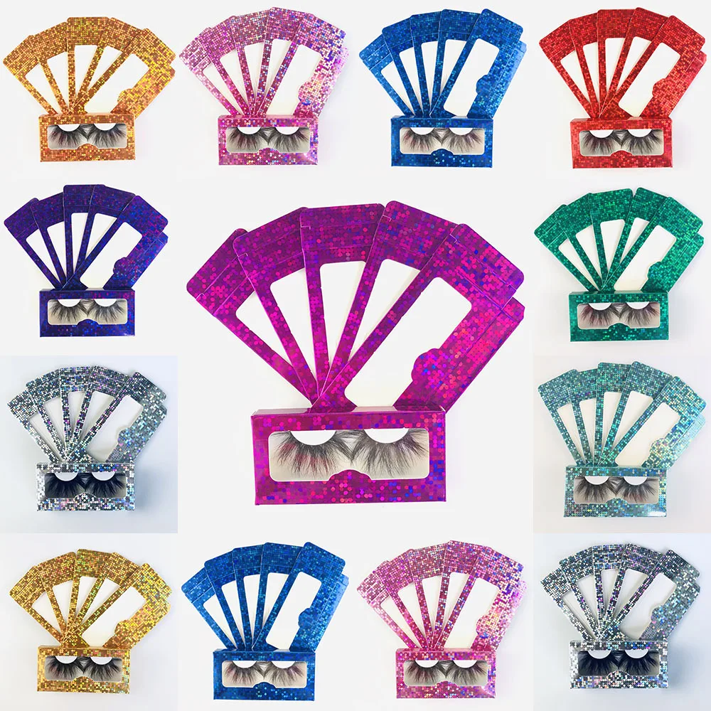 

Wholesale 20 Styles 100pcs New Holographic Lashes Box Soft Paper Eyelashes Packaging For False Eyelashes Free DHL