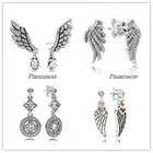 Женские серьги-гвоздики из серебра 925 пробы с крыльями ангела