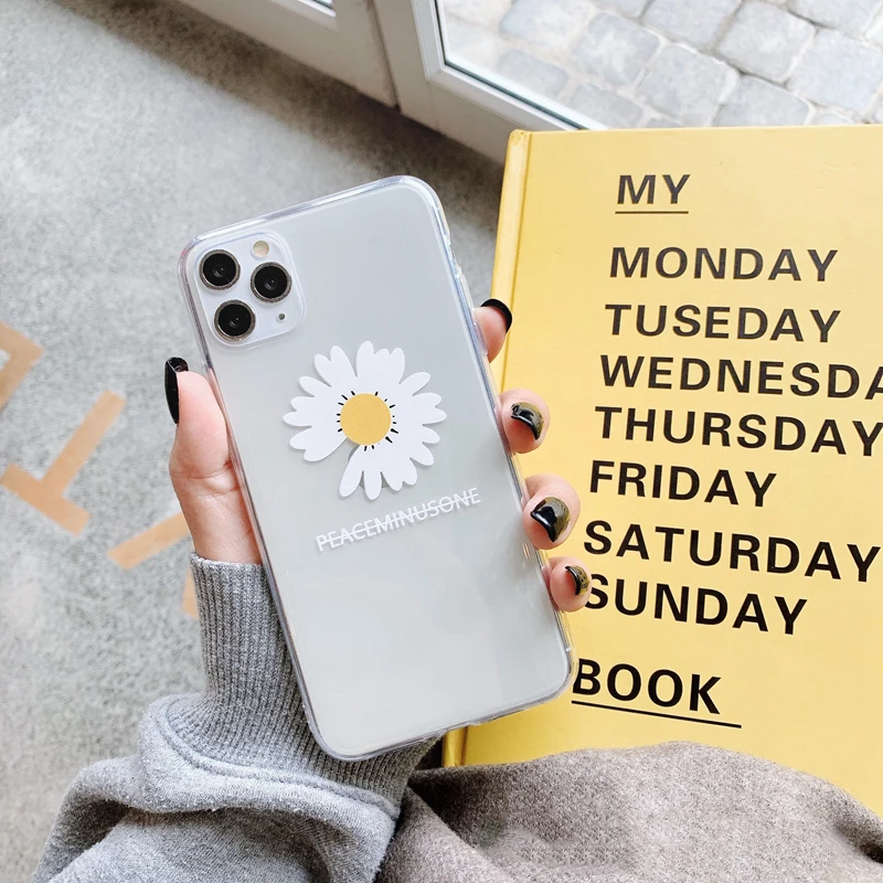Transparent Cute Daisy Phone Case For Xiaomi Redmi Note 10 9 8 Pro 7 8t 9s lite Back Cover Cartoon Flowers Soft Cases|Бамперы| |