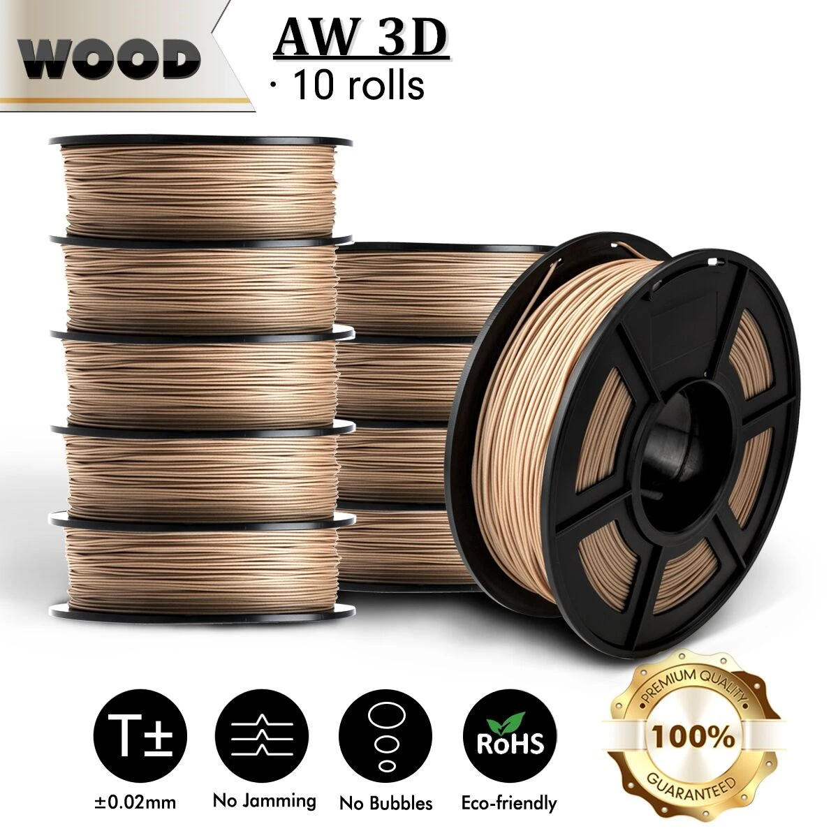 AW 3D нить 10 рулонов PLA дерево 1 кг 75 мм принтер Экологичная текстура древесины 100%