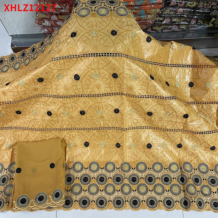 

Dragonfly Style African Bazin Breathable Lace Textiles High Quality Brocade fabric 5+2 Yards/Lot XHLZ12127 A
