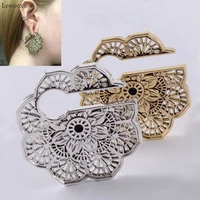 leosoxs 2pcs new hot selling mandala flower auricle made of copper exaggerated support large lock shaped piercing ear expander
