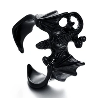 punk black wings flying dragon ring unisex animal adjustable opening ring wholesale new design jewelry gift high quality