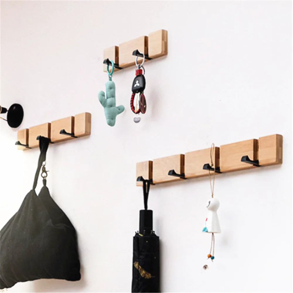 

Wall Clothes Hooks Solid Wood Wall Hooks Towel Coat Clothes Rack Hooks Shelf Living Room Wall Row Hook Rack Organizer Key Holder