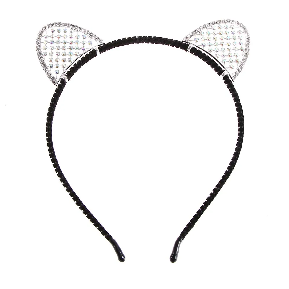 Женская повязка на голову с кошачьими ушками головной убор Хрустальная лента для