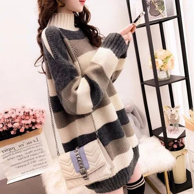 

Женский утепленный пуловер с воротником средней высоты на осень и зиму