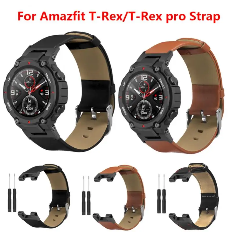

Кожаный силиконовый ремешок для часов Huami Amazfit T Rex, сменный Браслет для часов Xiaomi Amazfit T-Rex Pro, винтажные аксессуары