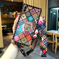 luxury lanyard square for apple iphone 11 12 13 pro max case mini x xs xr 6 6s 7 8 plus se 2020 for huawei mate 30 p 40 50 cover
