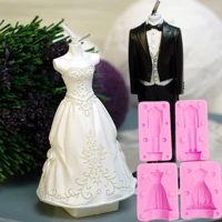 2pc 3d bride and groom silicone baking tools fondant mould sugar craft mold diy cake decorating tools wedding decorations m1121