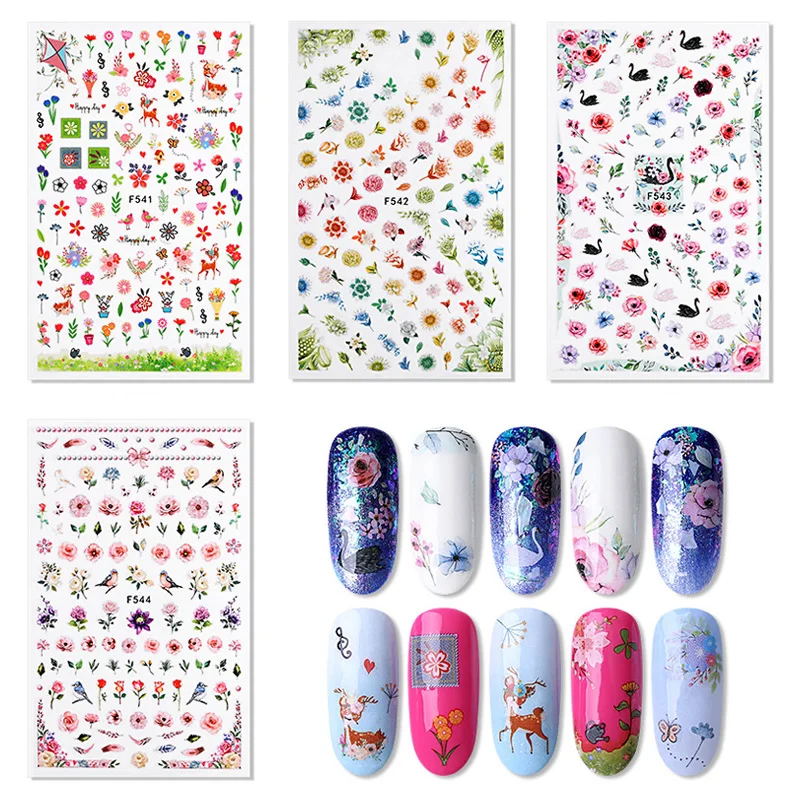 1 шт наклейки на ногти Цветок Лето Фламинго Флора переводные для ногтей Слайдеры