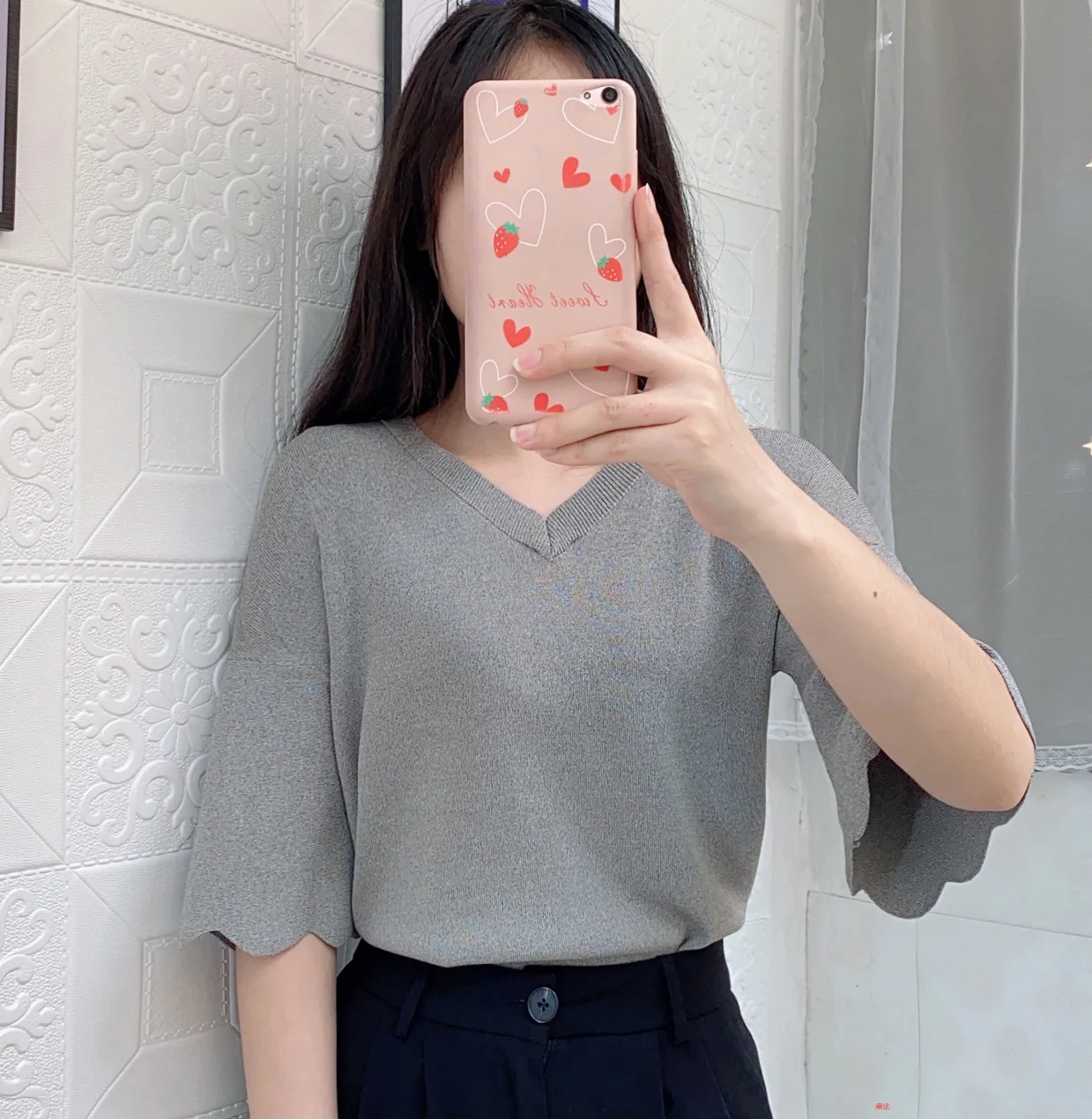 

[ZVE461978MG] Непринужденная летняя пряжа, вязание, маленькая верхняя одежда без подкладки, способная выдавать трусики, Лепестковые рукава, более...