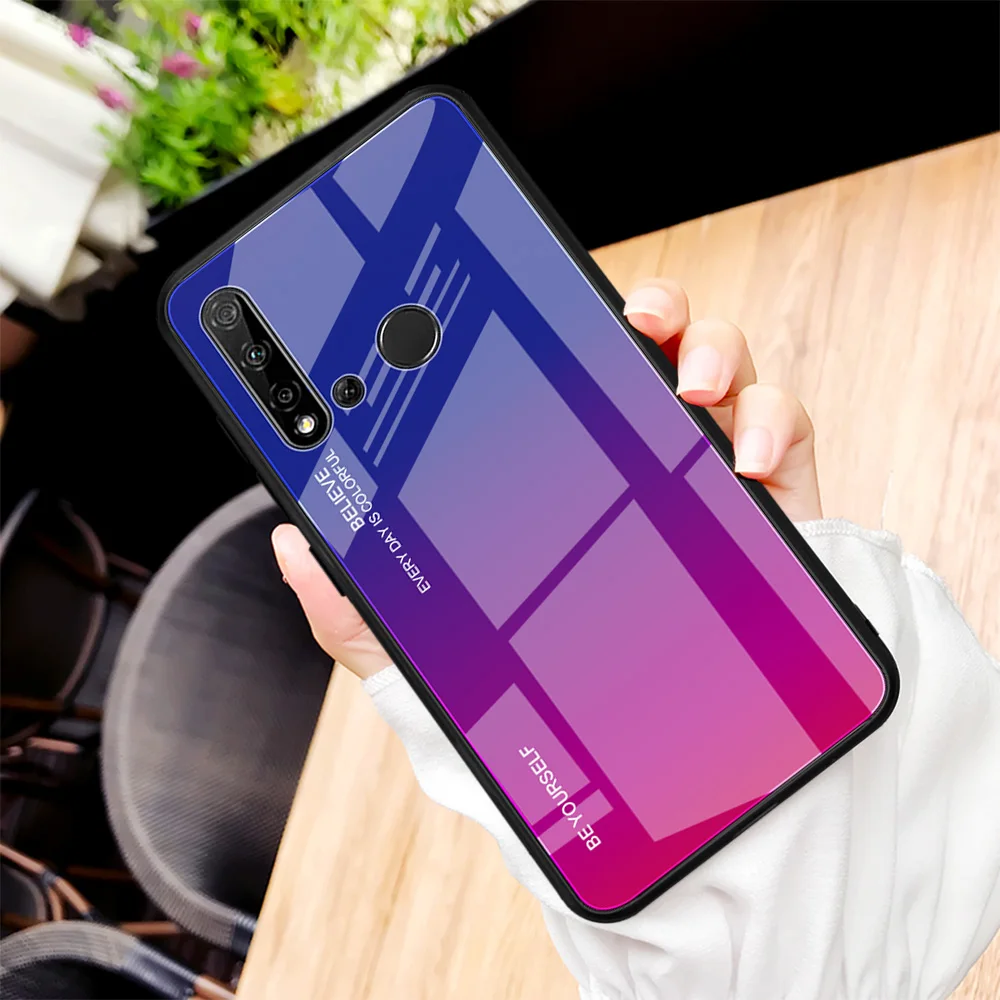 Gradient Tempered Glass Back Case For Huawei Nova 5 5i Pro Honor 9X 20 10i 20i P20 Lite Y9 Prime 2019 Mate 30 Cover |