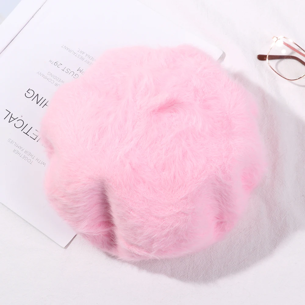 Берет женский из искусственного кроличьего меха ярких цветов | Аксессуары для