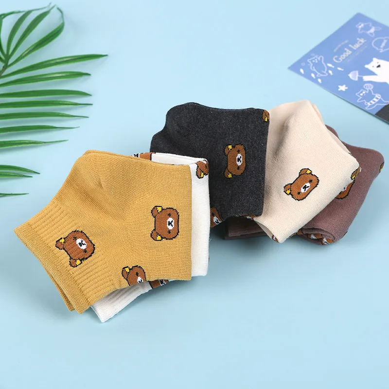 Носки женские короткие из чистого хлопка с милым рисунком животных|Носки-следки|