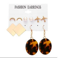 creative metal sheet acrylic earrings 5 pairs set europe and america cross border simple earrings for women