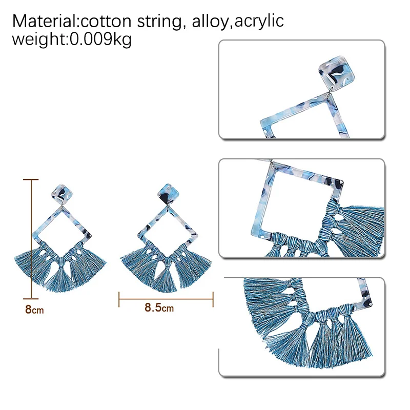 Cpop новые винтажные акриловые серьги ручной работы с бахромой в стиле бохо
