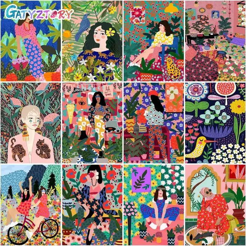 

GATYZTORY Painting By Numbers With Frame Acrylic Paint Illustration Number Painting For Home Decor ON Canvas Painting For Wall A