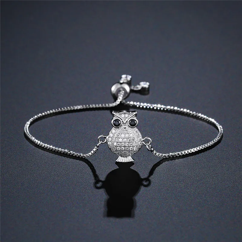 NEWBUY Trendy Blue Color Rope Life Tree Bracelet Cubic Zirconia Inlay Gold Color Owl Charm Bracelets For Women Girl Dropship - Окраска металла: NBSL166